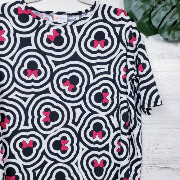 Lularoe Disney Minnie Mouse Head Irma Top Oversized Size XXS - Picture 2 of 7